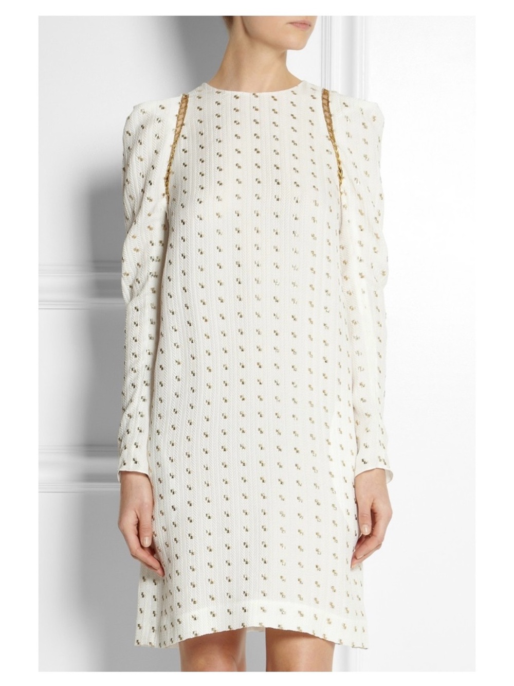 Chloe for Net-a-Porter Embellished Silk-Blend Jacquard Dress